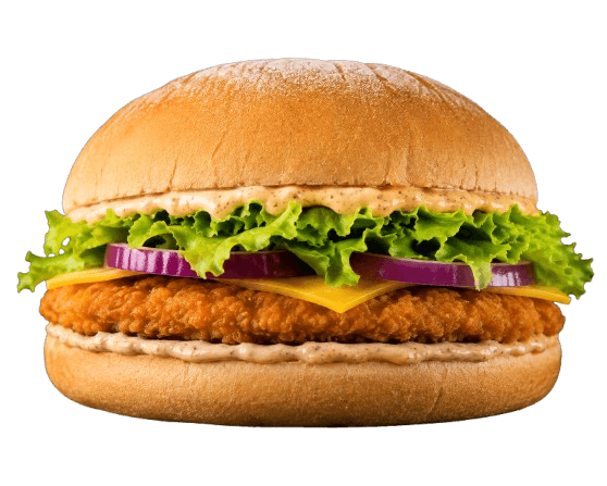 Chicken — 2 tenders, cheddar, salade, oignons, tomates, sauce chicken