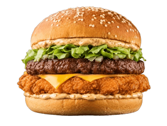 Chicken Beef — Tenders + steak 80 g, cheddar, salade, oignons, tomates, sauce Giant